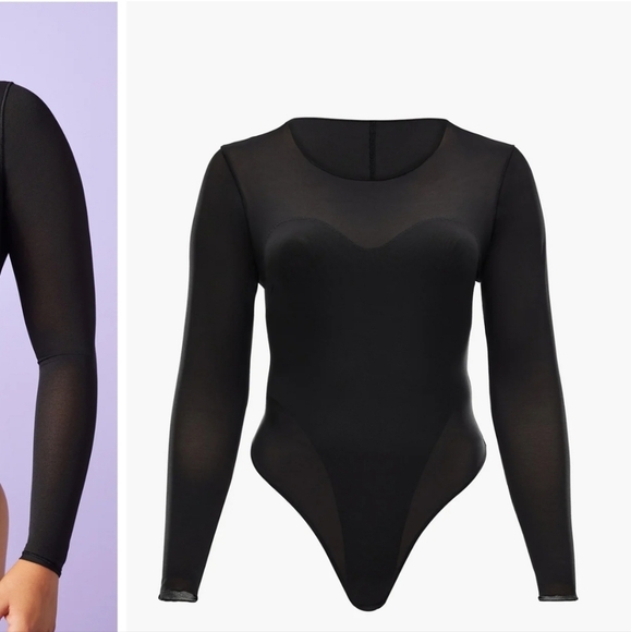 Yitty NWTs Mesh Me Smoothing Sleeved Thong Bodysuit - Picture 5 of 7